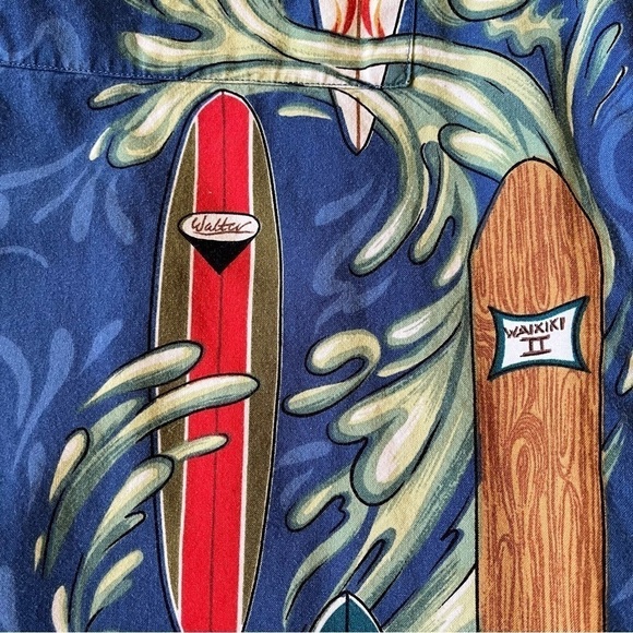 Vintage Robert Stock Hawaiian surfboard button down collared shirt island aloha - Picture 6 of 8